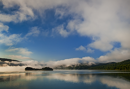 Early Morning Fog Clearing on Lake Moomaw, Bath County, VA